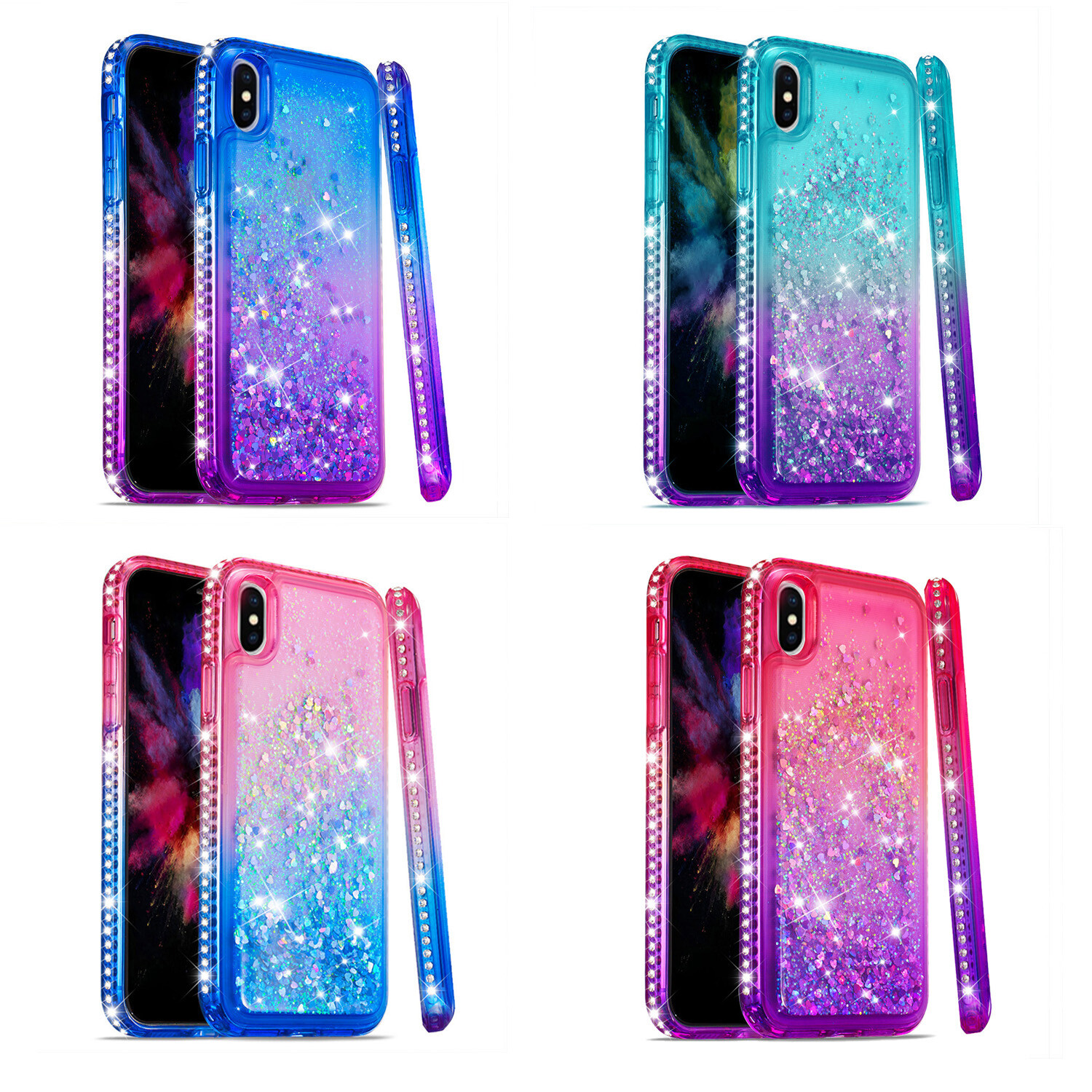 For iPhone X/XS/XS MAX Bling Sparkly Flowing Liquid Floating