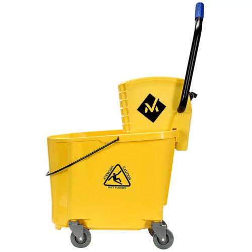 36 Quart Heavy-Duty Commercial Mop Bucket with Side Press Wringer, Yellow