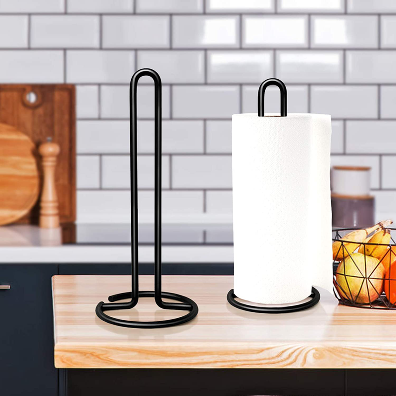 2 Black Paper Towel Holder for Kitchen Countertops (fits Standard & Jumbo Rolls)