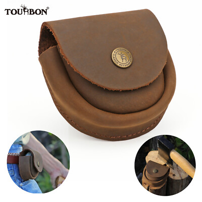 Tourbon Leather Axe Sharpener Sheath with Belt Loop Camping Tool Portable Pouch