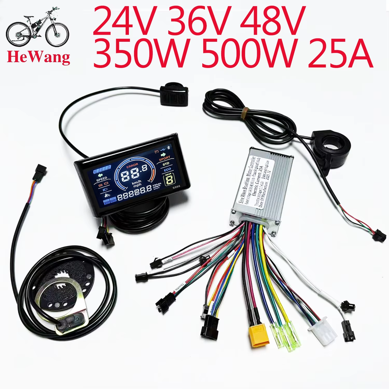 Sine Wave Controller With S966（sw900）LCD Display 24V 36V 48V 350W 500W 25A Ebike