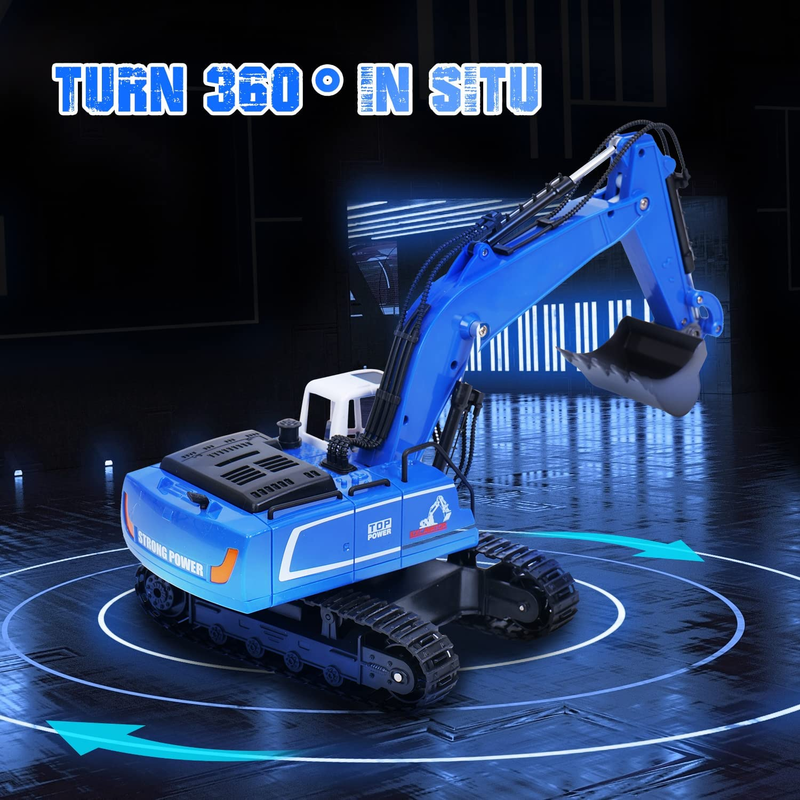 Remote Control Excavator Toys for Boys, 11 Channel Metal Shovel RC Construction