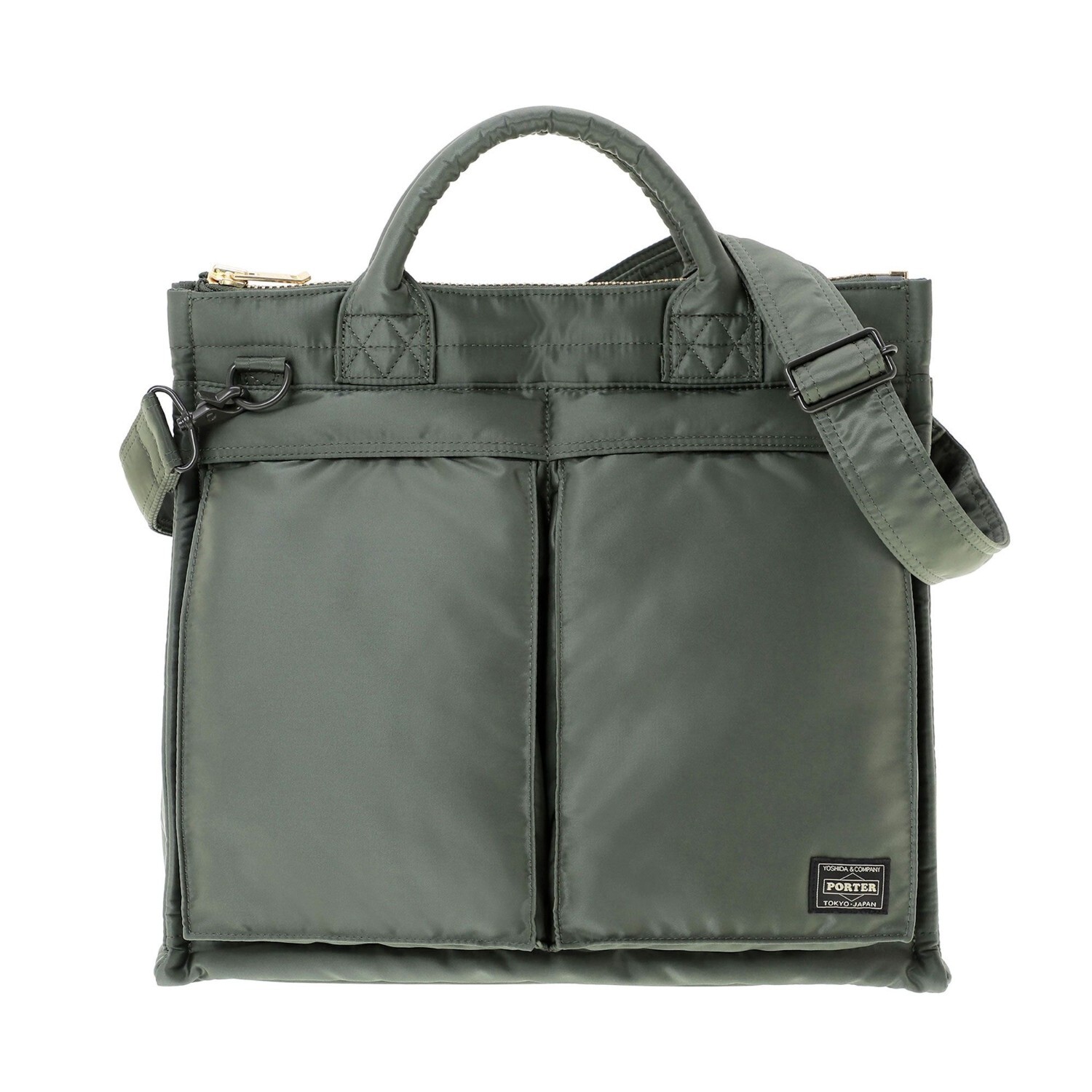 PORTER TANKER SQUARE TOTE BAG (L) 622-27843 Sage Green