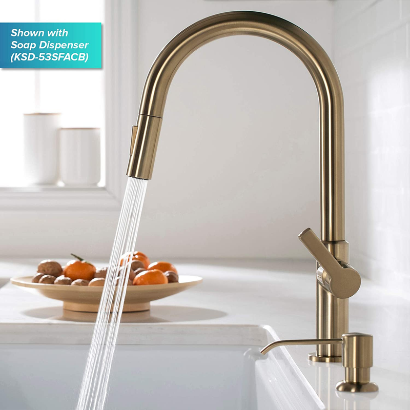KPF-2820SFACB Oletto Single Handle Pull-Down Kitchen Faucet, 17 Inch, Antique Ch