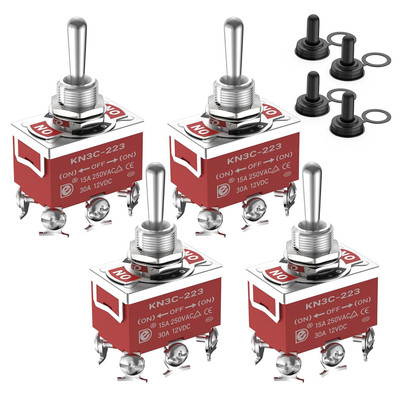 Momentary Toggle Switch 12V DC 3 Way 30 Amp DPDT 6 Pin (On)-Off-(On) Waterproof