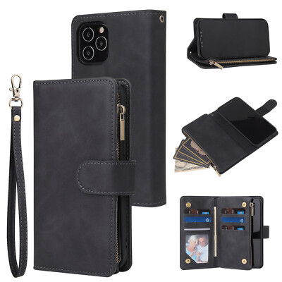 For iPhone 15 Pro Max 14 13 12 11 XR XS 7 8 Wallet Flip Case Leather Phone Cover