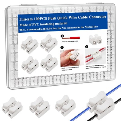 Push Quick Wire Cable Connector,White Wiring Terminal ,100Pcs