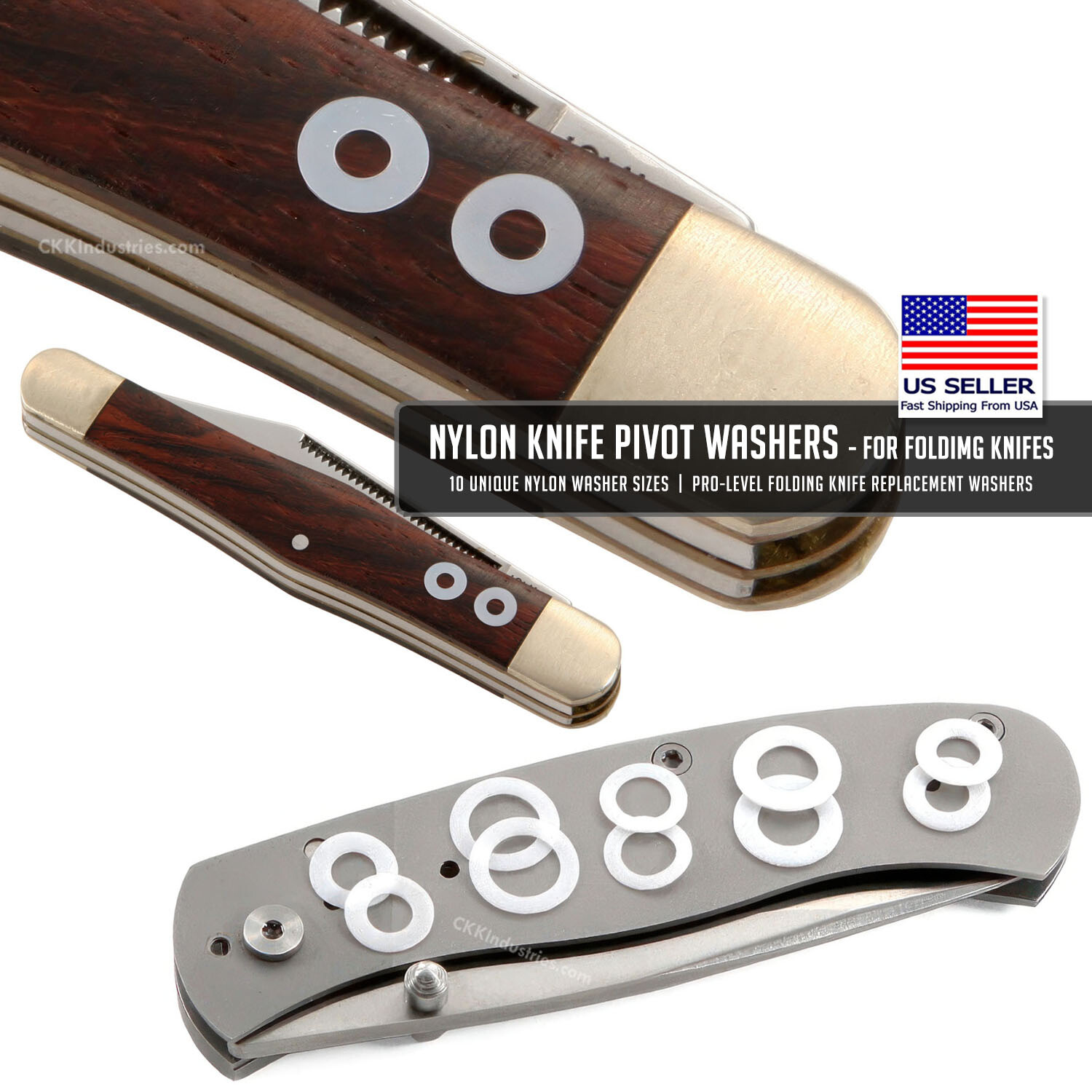 Nylon Knife Pivot Washers - For Folding Knives - Knife Making - 10 Sizes