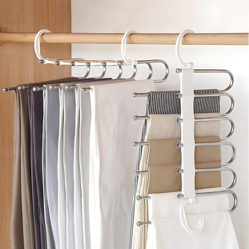 3 Pack 6 in 1 Pants Rack,Pants Hangers, Trouser Hanger,Adjustable,Non-Slip, Spac