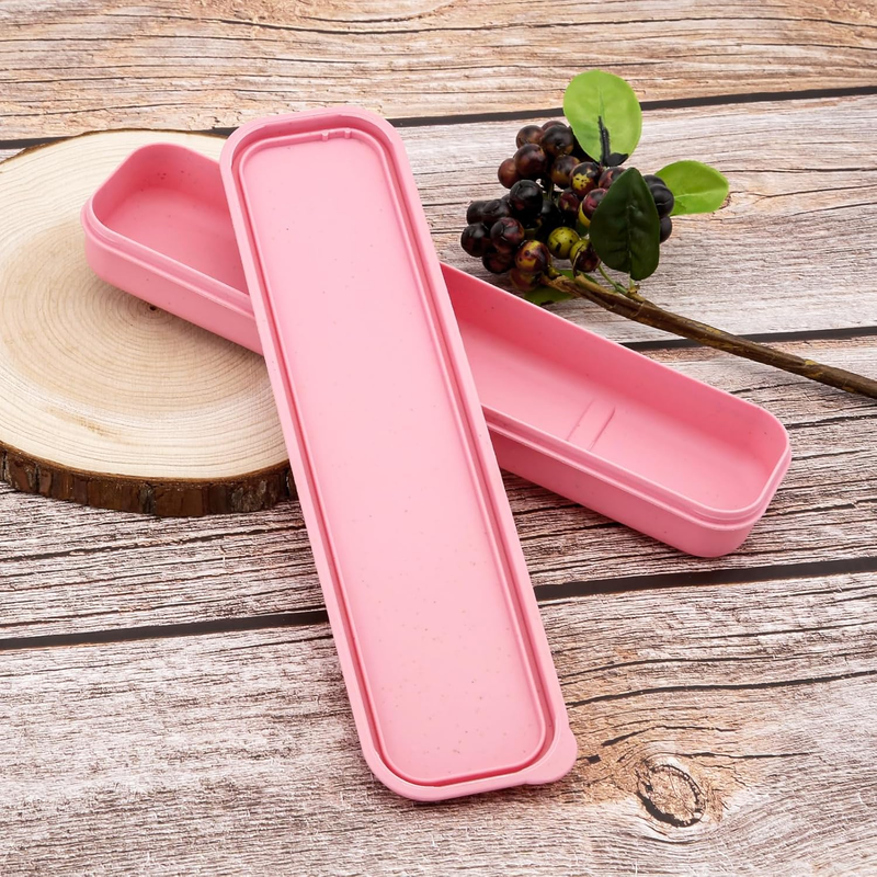 1Pcs Reusable Utensils Wheat Straw Travel Cutlery Box, Portable Tableware Flatwa
