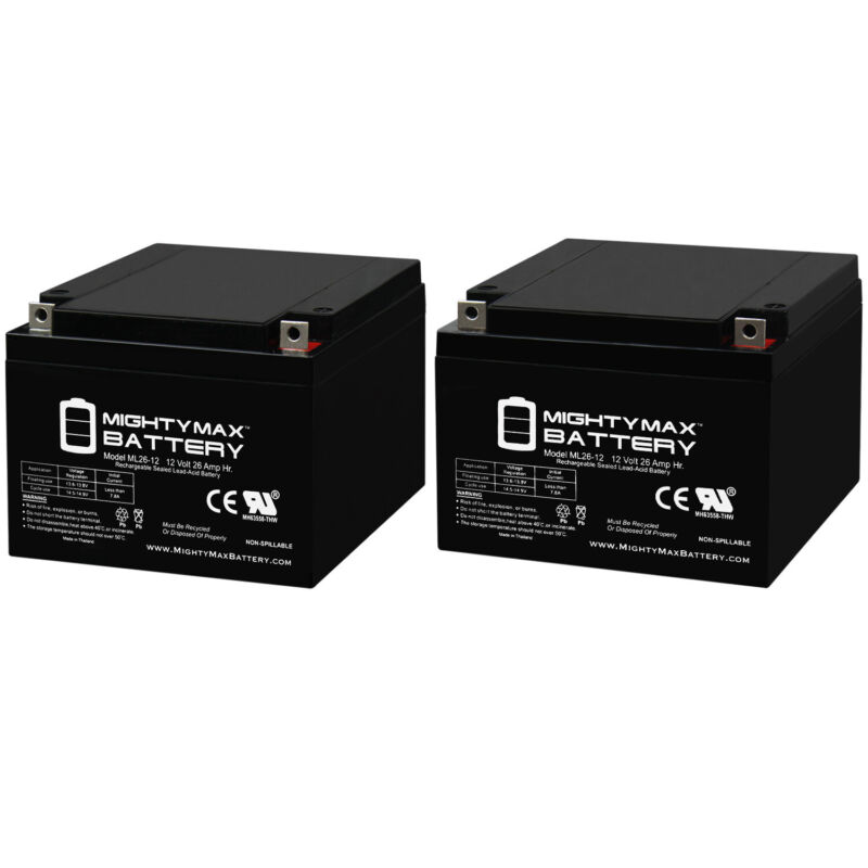Mighty Max 12v 26ah Replacement Battery For Tzora Titan Scooter  - 2 Pack