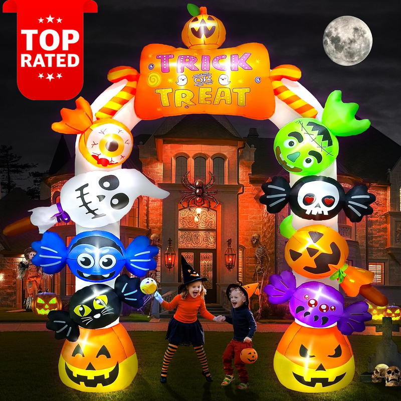 10FT Halloween Inflatable Archway Ghost Pumpkin Yard Decoration Outdoor Blow Up