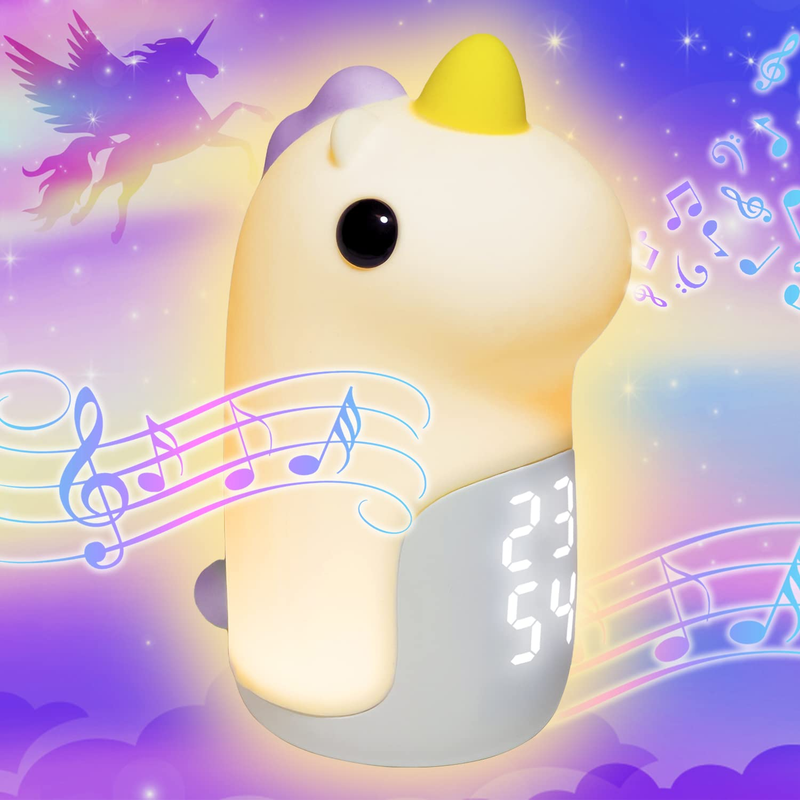 Unicorn Night Light for Kids, Cute Alarm Clock, Unicorns Gif