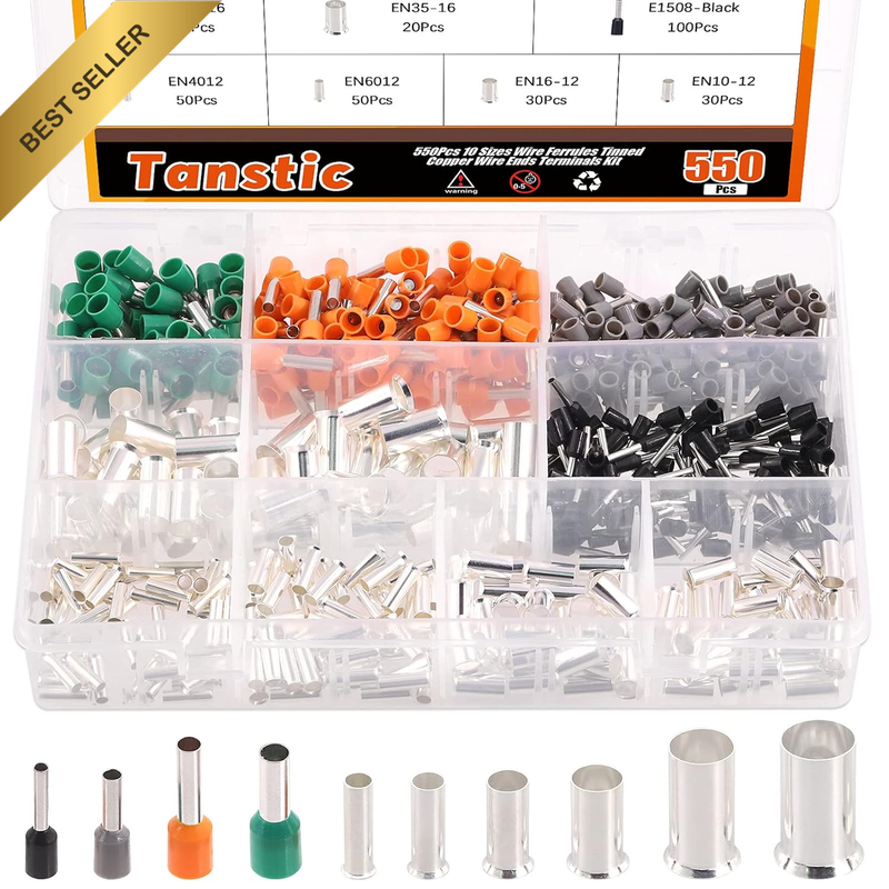 550Pcs AWG 16 14 12 10 8 6 4 2 Wire Ferrules Assortment Kit Pin Ferrules Wire En