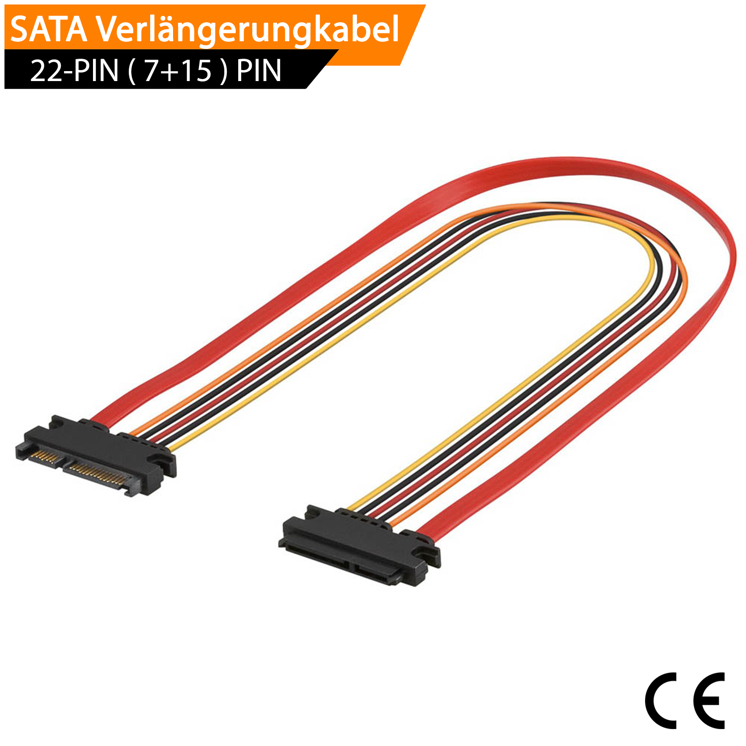 SATA 3.0 Daten Stromkabel Internes Verlängerung 22-Pin Stecker auf Buchse 30cm