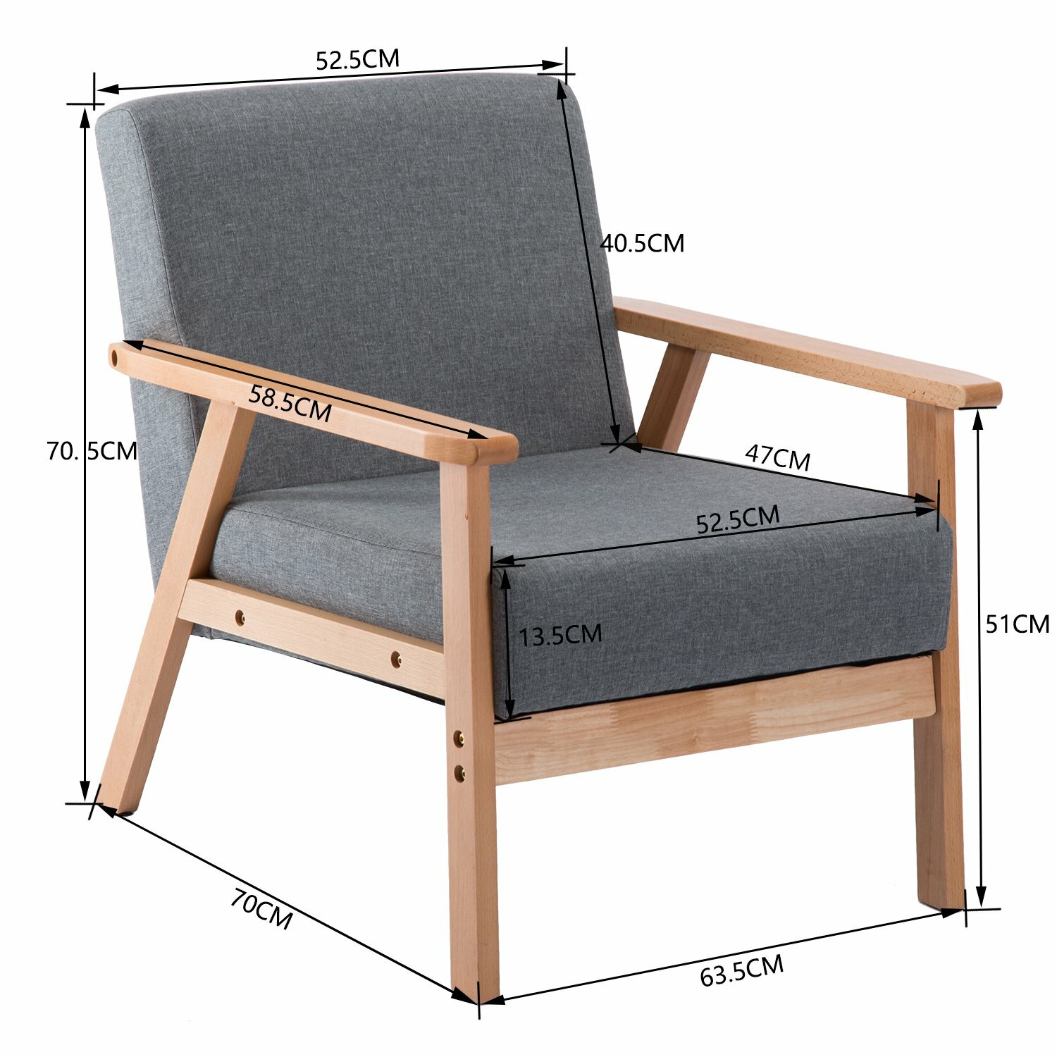 DORAFAIR 2er Retro Sessel Stuhl Grau Lounge Sessel mit ...