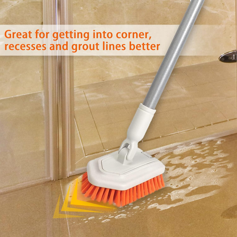 Shower Scrubber 2-in-1 Tub and Tile Cleaning Brush with Long Handle, Detachable