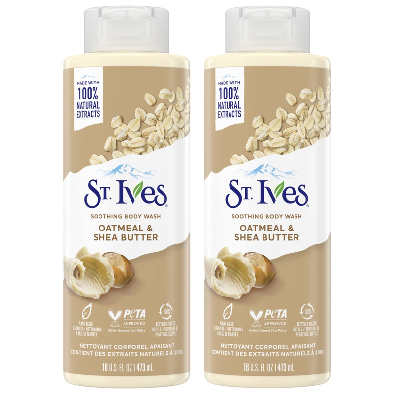 2-Pack St Ives Body Wash 16 Ounce Oatmeal and Shea Butter, Paraben Free (473ml)