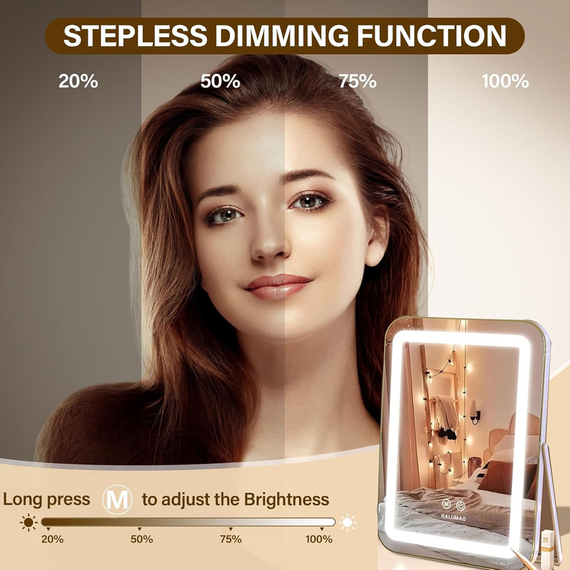 Vanity Mirror with Light, Lighted Makeup Mirror with 3 Colour, Hollywood Mirror