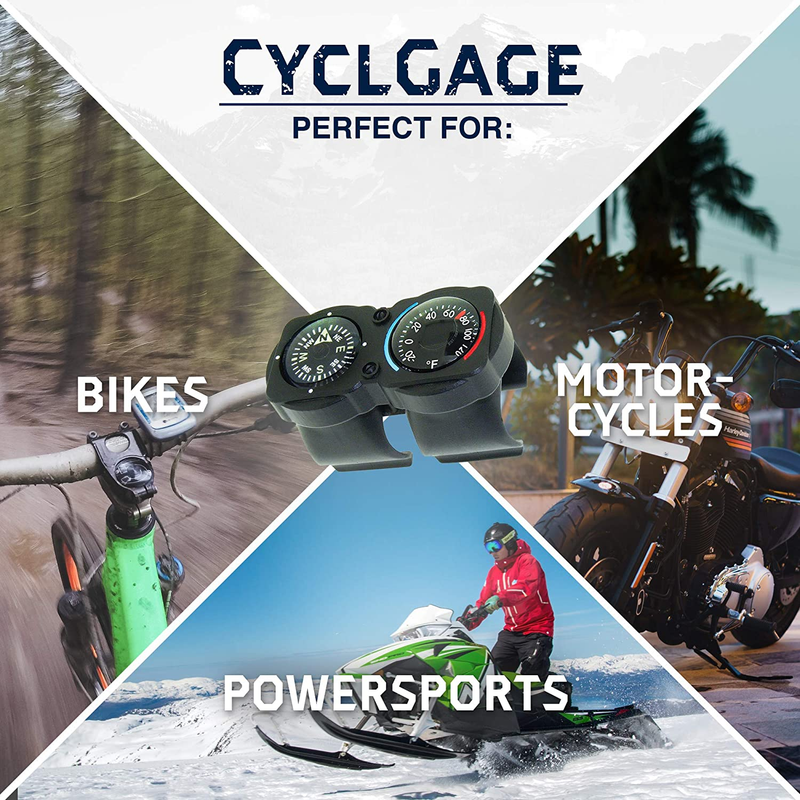 Sun Company Cyclgage Bike Thermometer and Compass | Bicycle Handlebar Accessory