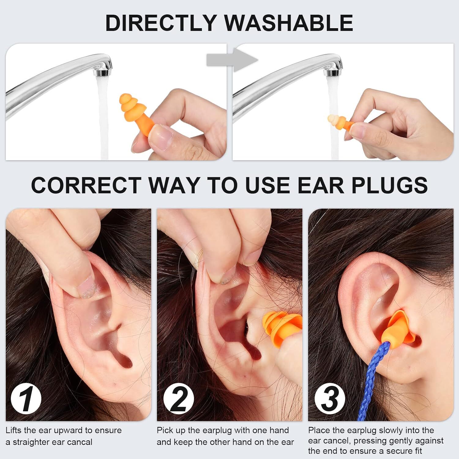 NEW Reusable Hearing Noise Cancelling Safety Earplugs Silicone Corded Ear Plugs