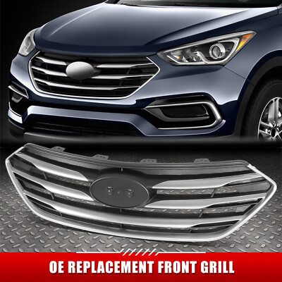 Для 17-18 моделей Santa Fe Sport в стиле OE Передняя решетка с хромированным молдингом и эмблемой