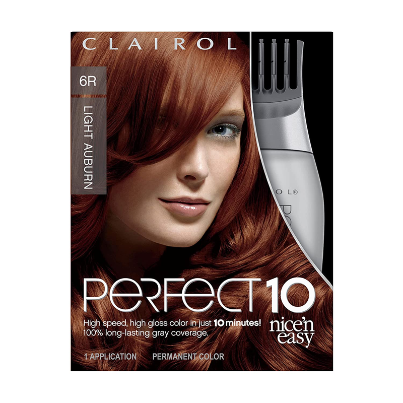 Clairol Nice'N Easy Perfect 10 Permanent Hair Dye, 6R Light Auburn Hair Color, P