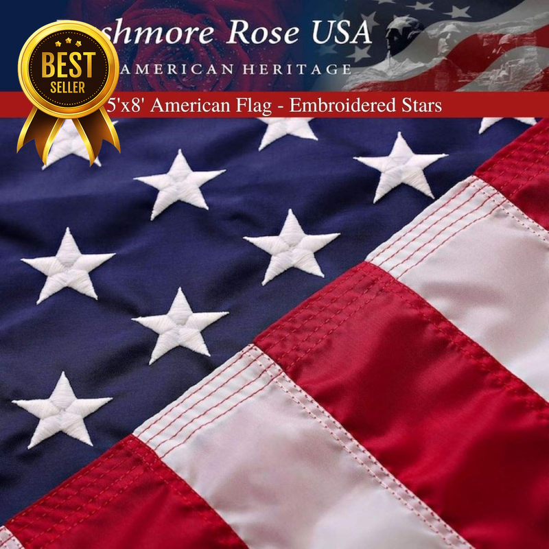 5'x8' Heavy-Duty Embroidered USA American Flag for Outdoor High Wind