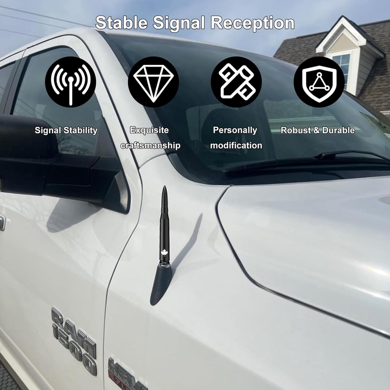 Canada Design Car Truck Bullet Antenna, Universal Short Replacement for GM Chevy