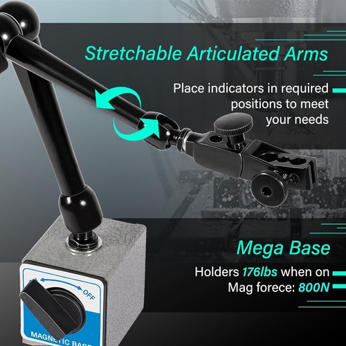 for Noga DG61003 Dial Gage Indicator Holder Magnetic Base 176lb Fine Adjustment