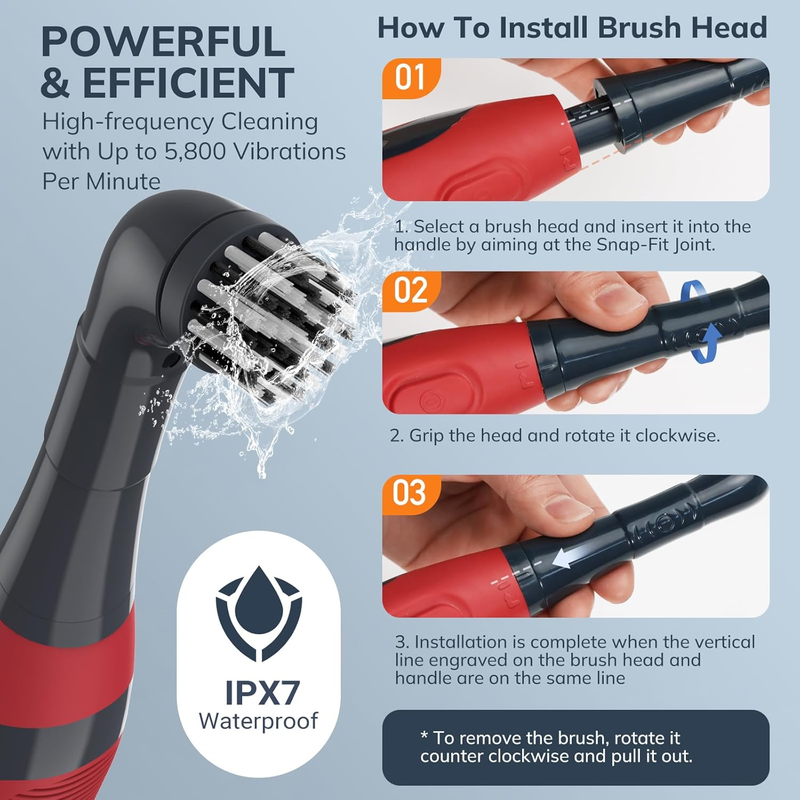 LifeBasis Power Scrubber, Cordless Electric Cleaning Brush Battery Powered Scrub