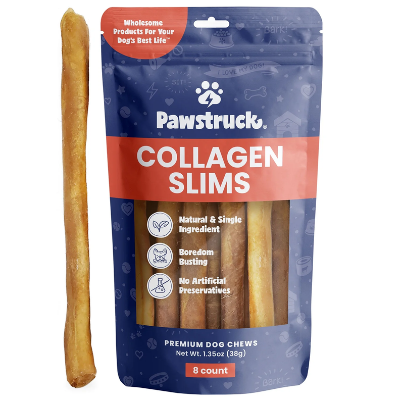 Natural 6” Beef Collagen Slims, Single Ingredient Chew Sticks for Dog
