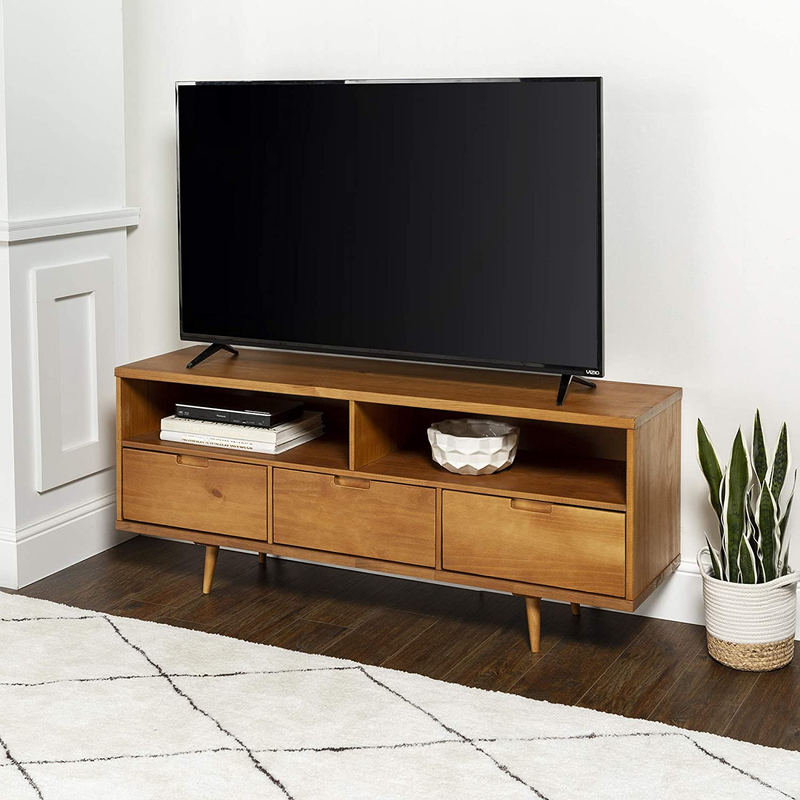 3-Drawer Mid Century Modern Wood TV Stand for Tv'S up to 65" Flat Screen Cabinet