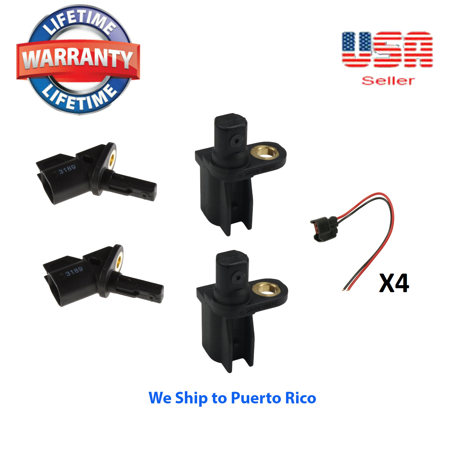 Set 4 ABS Speed Sensor w pigtail Front,Rear Left & Right Fit:Mazda 3 & Mazda 5