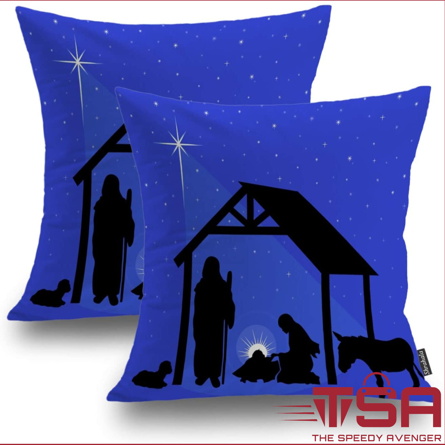 2-pk Holiday Christmas Decorative Pillow Covers Square 20 x 20 inches