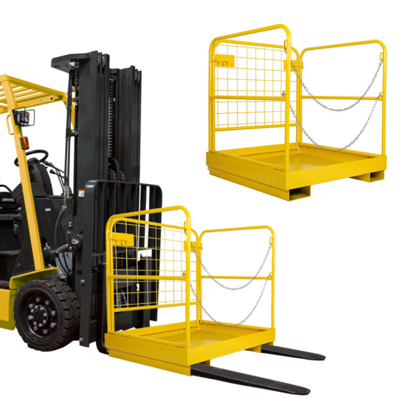 Forklift Safety Cage Work Platform Basket 36"x36" Heavy Duty Collapsible 1100lbs