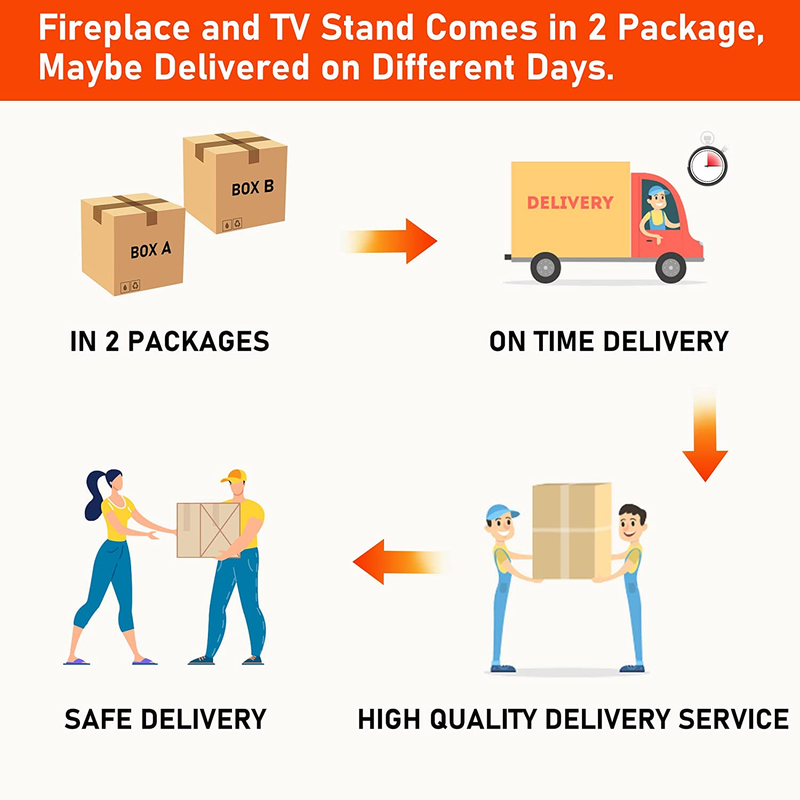 Fireplace TV Stand for 80 Inch TV, Farmhouse Highboy Entertainment Center W/23''
