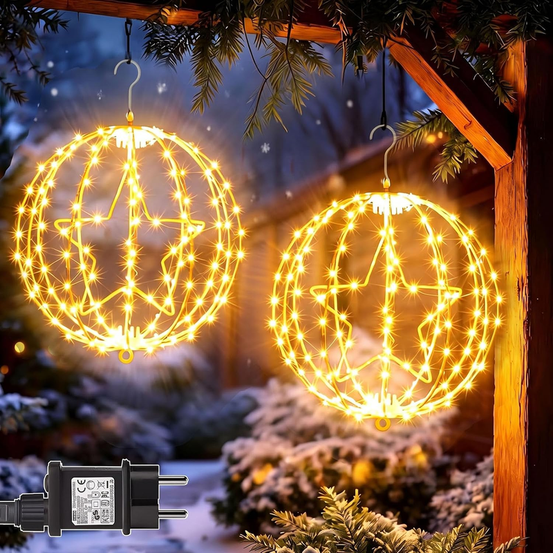 Yowin Weihnachtsbeleuchtung Außen 30Cm 200 LED Leuchtkugel Weihnachten