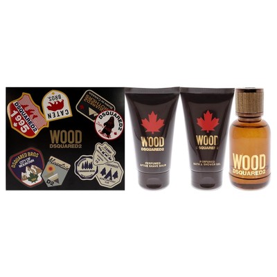 Dsquared2 Wood Men 1.7oz EDT Spray, 1.7oz After Shave Balm 1.7oz Bath and Shower