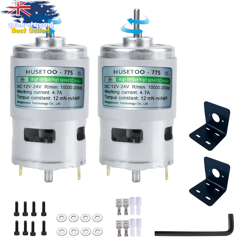 775 DC Motor 12V High Torque 20000 RPM Dual Ball Bearings Quiet Upgrade 2Pack