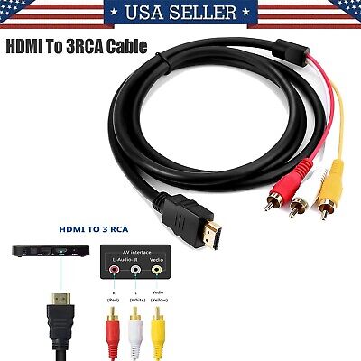 HDMI Male to 3 RCA RGB Male AV Video Audio Adapter Cable For HDTV DVD Player