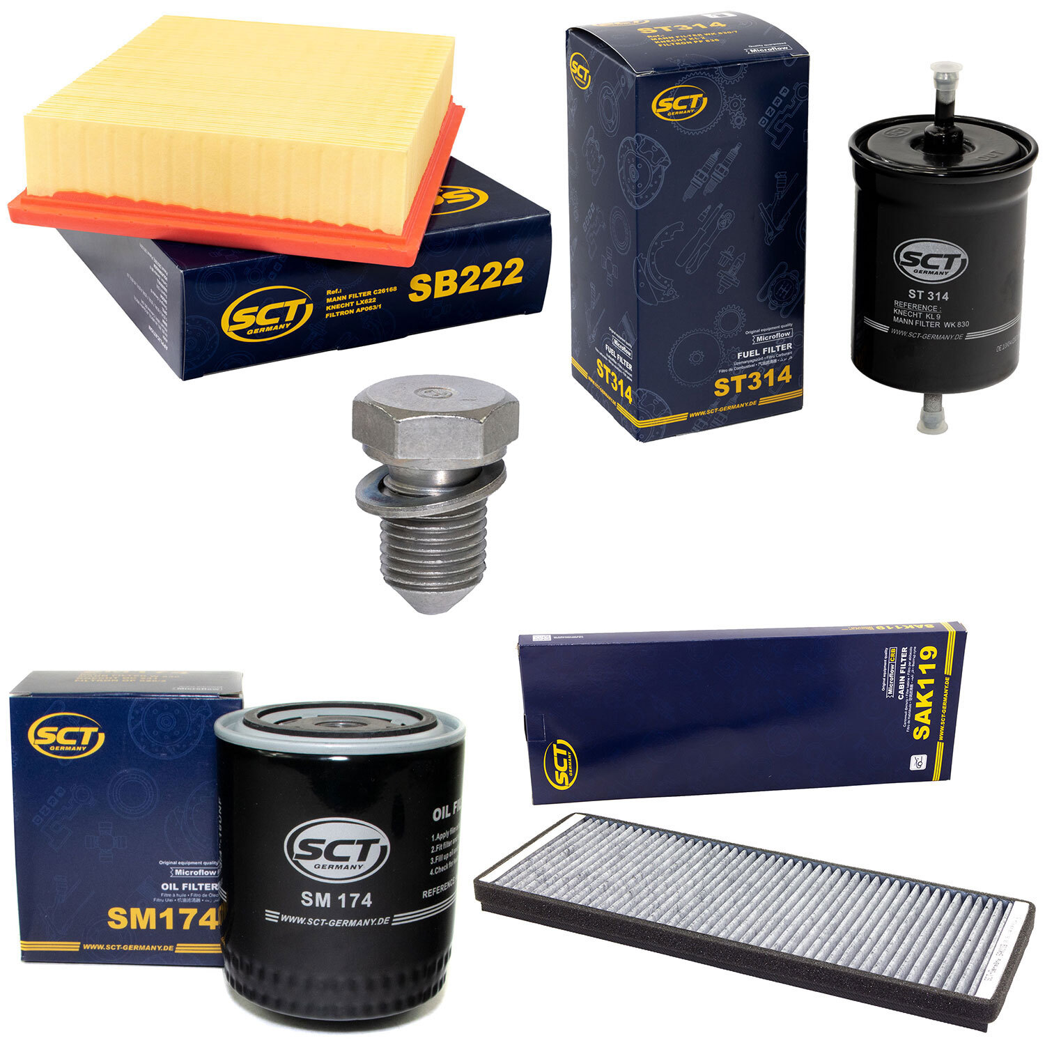 Filter Set Kraftstoff-ÖL-Luft-Innenraum + Ölablassschraube für Audi A4 Avant