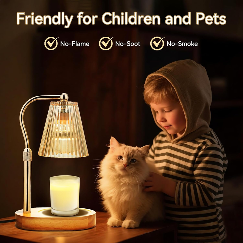 Candle Warmer Lamp with 2Bulbs, Adjustable Height Dimmable Wax Warmer with Timer