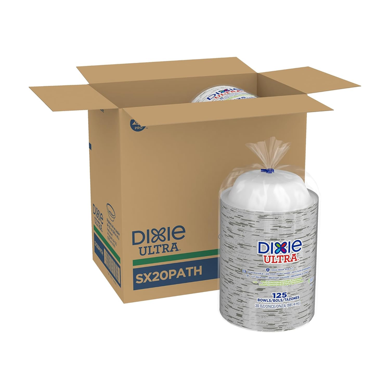 Dixie Ultra 20 Oz Heavy-Weight Paper Bowls, Pathways, 500 Count, Bulk Case, 4 Packs/125 Count per Pack, ( #SX20PATH)