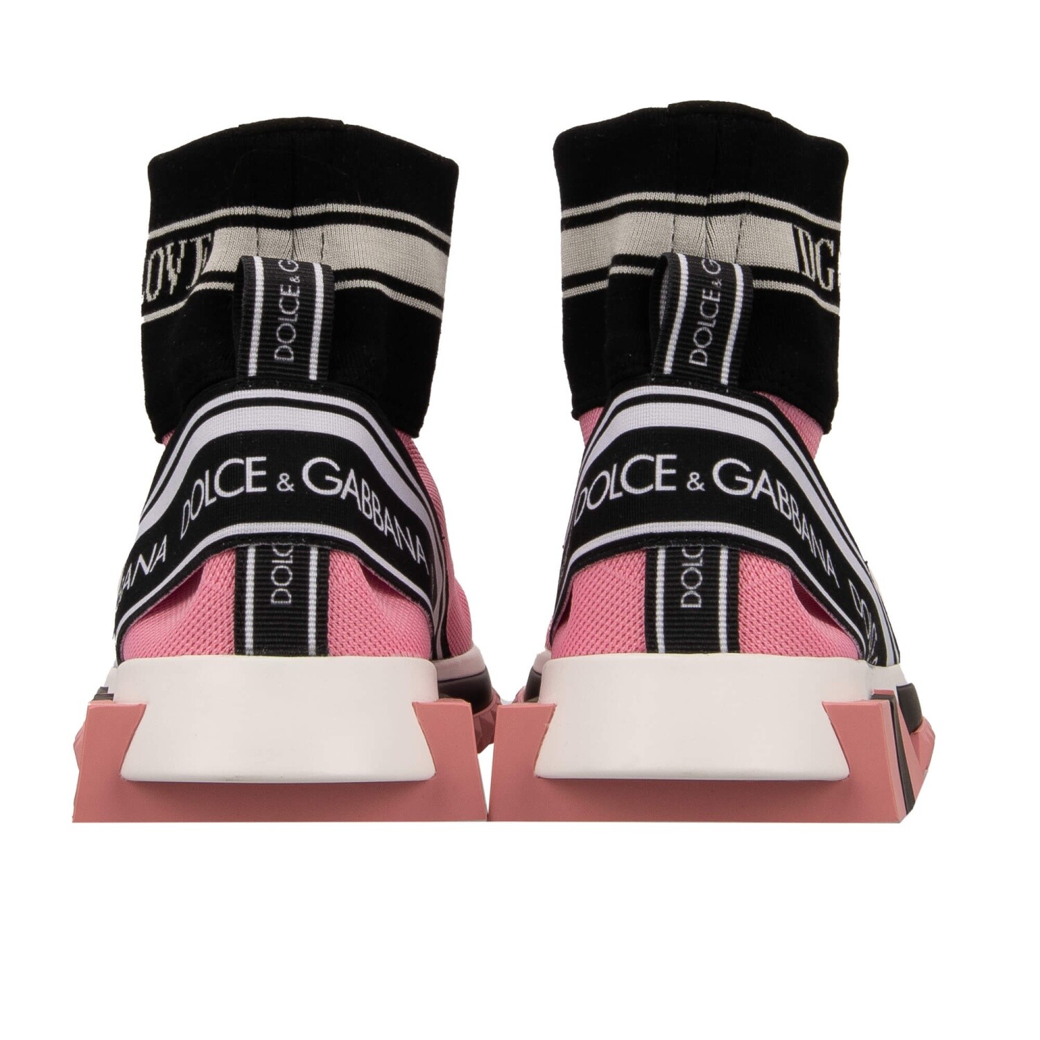 Pre-owned Dolce & Gabbana Dg Queen High Top Sneaker Shoes Sorrento Logo Pink Black 12670