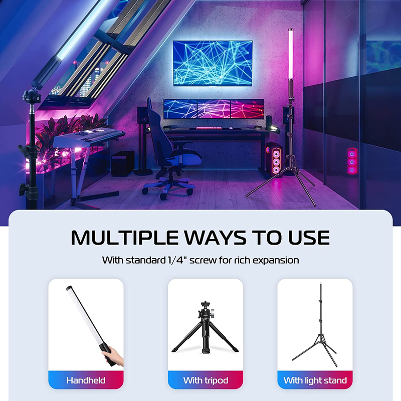 VL119 Handheld Light Wand, 360° RGB LED Video Light for Photography, 2600mAh Rec