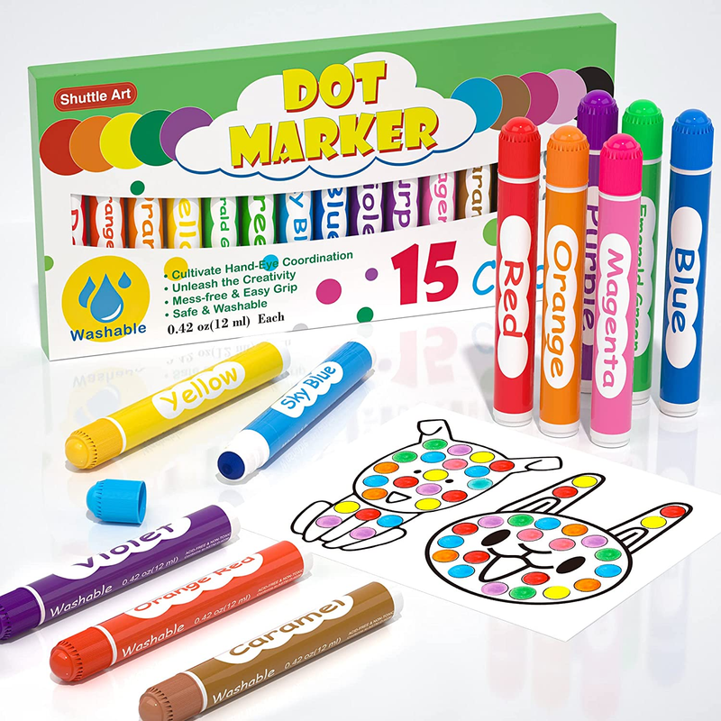 , 15 Colors Washable Markers For Toddlers,bingo Daubers Supp