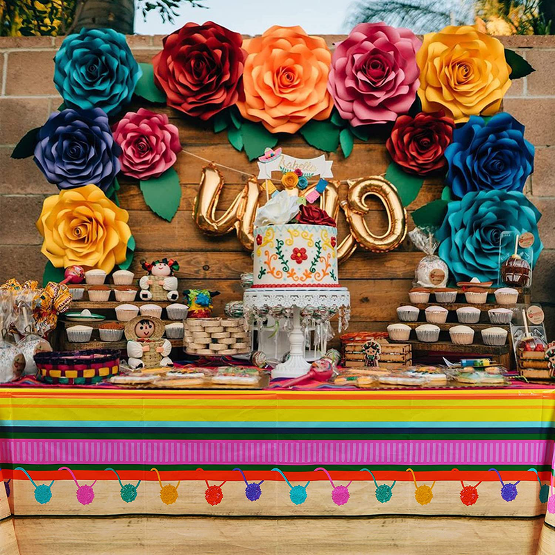 2 Pcs Cinco De Mayo Tablecloth Mexican Fiesta Theme Plastic Table Cover Taco
