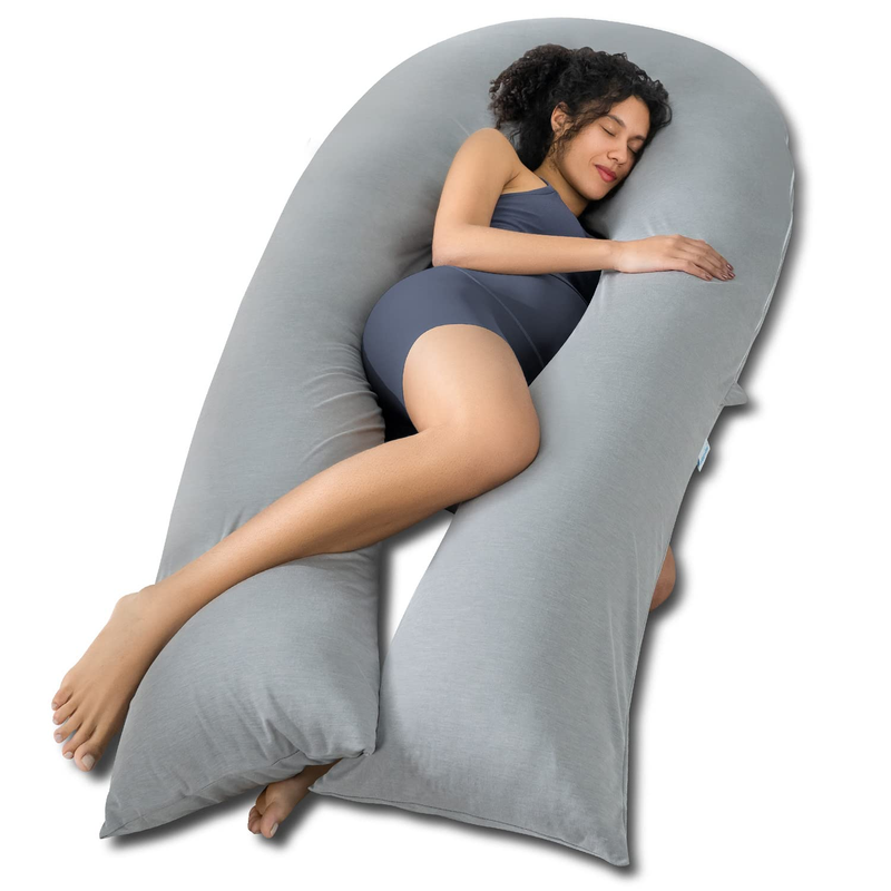 Extra Long U Shaped Body Pillow, Cooling Pregnancy Pillows for Sleeping, 65 Inch Full Body Support Maternity Pillow for Adults, Support for Back, Hip, Legs for Pregnant Women, Grey