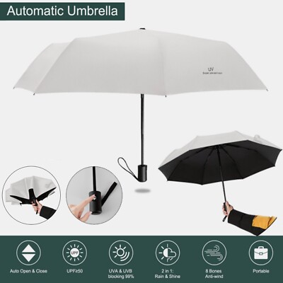 Automatic Umbrella Anti-UV Sun/Rain Windproof 3 Folding Compact Umbrella Travel